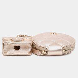 Chanel Metallic Lambskin Round Coin Purse and AirPods Case Bag