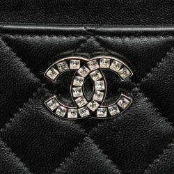 Chanel Black CC Quilted Lambskin Coin and Card Case Bag