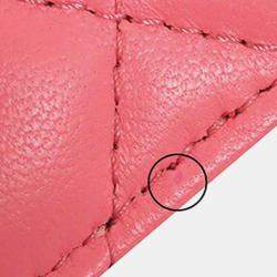 Chanel Pink CC Quilted Lambskin Hook Card Holder Bag