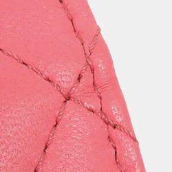 Chanel Pink CC Quilted Lambskin Hook Card Holder Bag