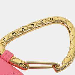 Chanel Pink CC Quilted Lambskin Hook Card Holder Bag