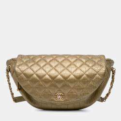 Quilted Croc Embossed Metallic Calfskin Easy Trip Belt Bag