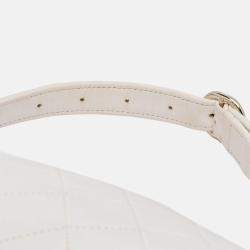Chanel White CC Quilted Lambskin Studded Logo Belt Bag