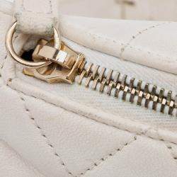 Chanel White CC Quilted Lambskin Studded Logo Belt Bag