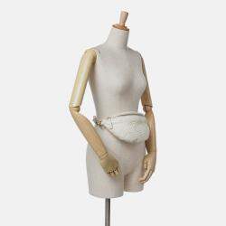 Chanel White CC Quilted Lambskin Studded Logo Belt Bag