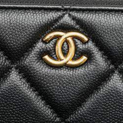 Chanel Black CC Quilted Caviar Pouch