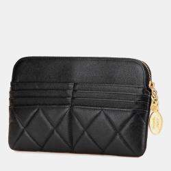Chanel Black CC Quilted Caviar Pouch