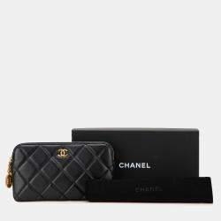 Chanel Black CC Quilted Caviar Pouch