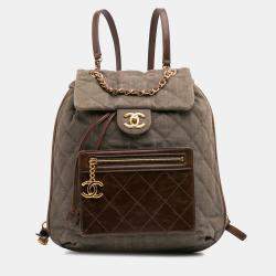 CC Quilted Denim and Calfskin Backpack