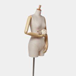 Pre Owned Chanel Gold Metallic Quilted Lambskin Round Clip On Coin Purse Airpods Case