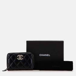 Pre Owned Chanel Black Quilted Lambskin CC Crystal Coin Pouch