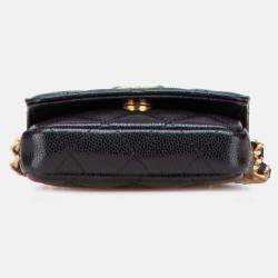 Pre Owned Chanel Quilted Caviar Twist Your Buttons Flap Chain Belt Bag