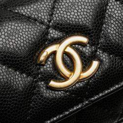Pre Owned Chanel Quilted Caviar Twist Your Buttons Flap Chain Belt Bag