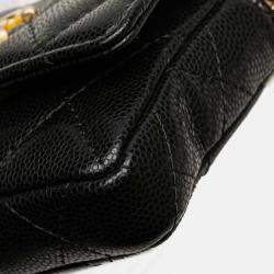Pre Owned Chanel Quilted Caviar Twist Your Buttons Flap Chain Belt Bag