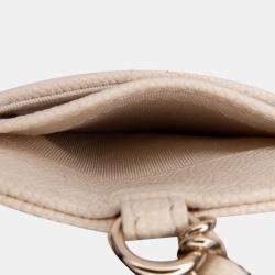 Pre Owned Chanel Beige Quilted Caviar ID Card Holder