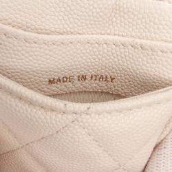 Pre Owned Chanel Beige Quilted Caviar ID Card Holder