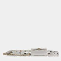 Pre Owned Chanel White Lambskin Leather Punk Chain Belt Bag