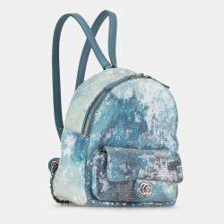 Pre Owned Chanel Mini Blue Sequins and Lambskin Waterfall Backpack
