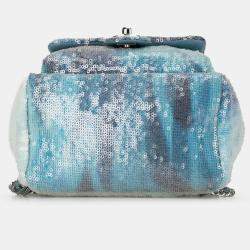 Pre Owned Chanel Mini Blue Sequins and Lambskin Waterfall Backpack