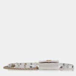 Pre Owned Chanel White Punk Chain Leather Belt Bag