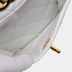 Pre Owned Chanel Medium White Quilted Lambskin Duma Backpack