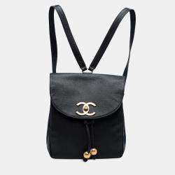 Pre Owned Chanel CC Caviar Turn Lock Backpack