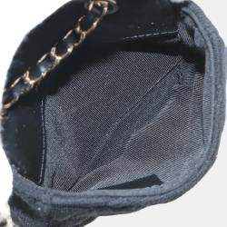 Pre Owned Chanel Mini Classic Jersey Black Cotton Flap Belt Bag