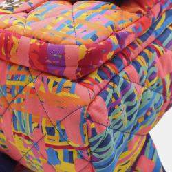 Pre Owned Chanel Pink Quilted and Printed Nylon Foulard Backpack