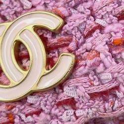 Pre Owned Chanel CC Quilted Pink Tweed Flap Chain Belt Bag