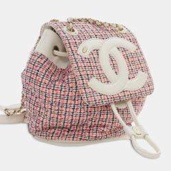 Pre Owned Chanel Tweed and Lambskin CC Mania Backpack