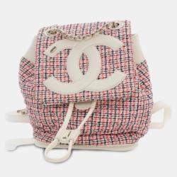 Pre Owned Chanel Tweed and Lambskin CC Mania Backpack