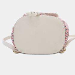 Pre Owned Chanel Tweed and Lambskin CC Mania Backpack