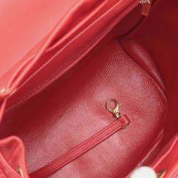 Pre Owned Chanel Red Quilted Caviar CC Filigree Backpack