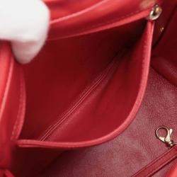 Pre Owned Chanel Red Quilted Caviar CC Filigree Backpack