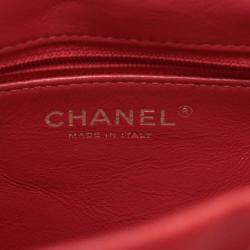 Pre Owned Chanel Red Quilted Caviar CC Filigree Backpack