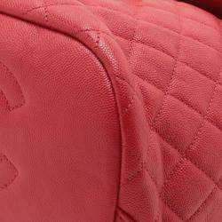 Pre Owned Chanel Red Quilted Caviar CC Filigree Backpack