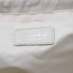 Pre Owned Chanel Beige Jacquard Travel Ligne Laptop Bag