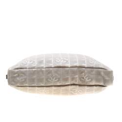 Pre Owned Chanel Beige Jacquard Travel Ligne Laptop Bag