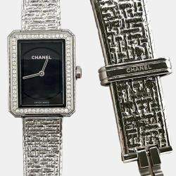 Chanel Black Stainless Steel Boy-Friend Quartz Women's Wristwatch 21.5 mm