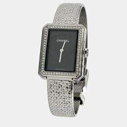 Chanel Black Stainless Steel Boy-Friend Quartz Women's Wristwatch 21.5 mm