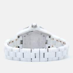 Chanel White Ceramic Stainless Steel Diamond J12 H0967 Women's Wristwatch 33 mm