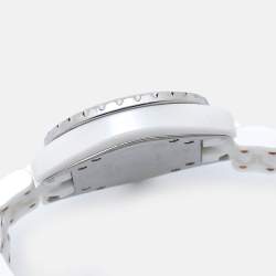 Chanel White Ceramic Stainless Steel Diamond J12 H0967 Women's Wristwatch 33 mm