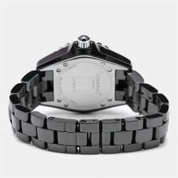 Chanel Black Ceramic Stainless Steel Diamond J12 H0949 Women's Wristwatch 33 mm