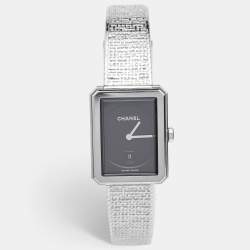 Chanel Blck Stainless Steel Boy-Friend Tweed H4878 Women's Wristwatch 26.70 mm