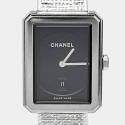 Chanel Blck Stainless Steel Boy-Friend Tweed H4878 Women's Wristwatch 26.70 mm