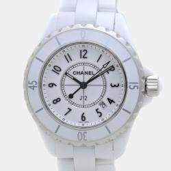 Chanel White Ceramic J12 H0968 Quartz Women's Wristwatch 33 mm