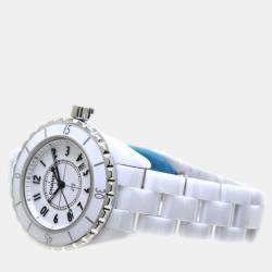 Chanel White Ceramic J12 H0968 Quartz Women's Wristwatch 33 mm