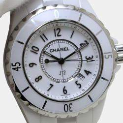 Chanel White Ceramic J12 H0968 Quartz Women's Wristwatch 33 mm