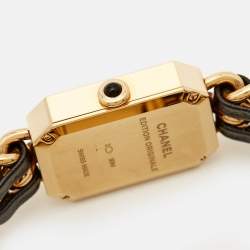 Chanel Black Gold Plated Stainless Steel Leather Premiere H6951 Women's Wristwatch 20 mm