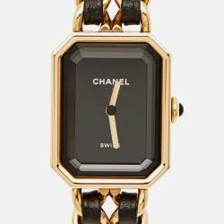 Chanel Black Gold Plated Stainless Steel Leather Premiere H6951 Women's Wristwatch 20 mm